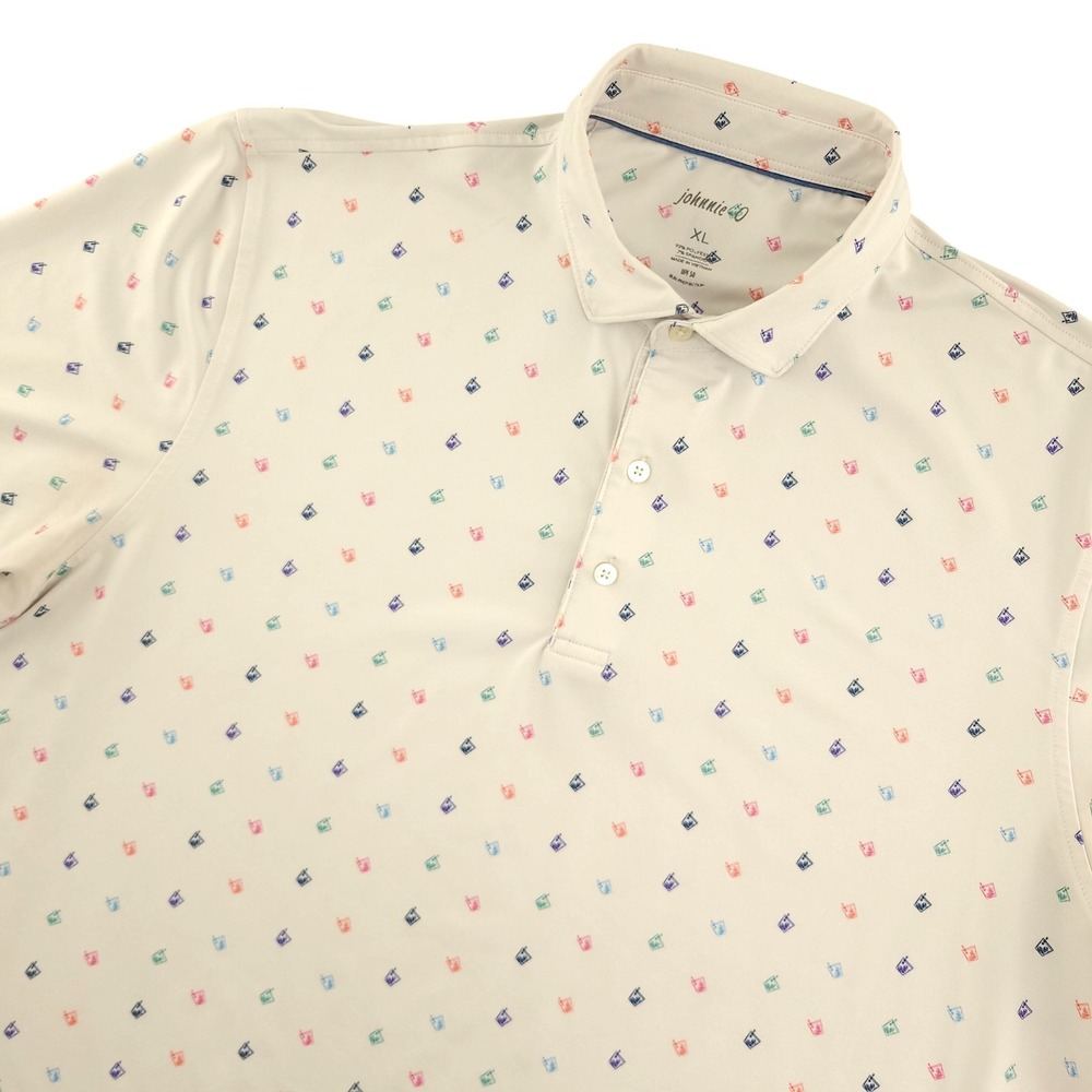 Johnnie-O Golf Polo Shirt Mens XL White Graphic UPF 50 Performance Stretch